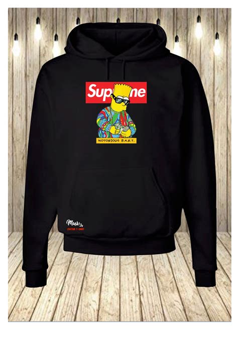 yellow supreme hoodie bart simpson